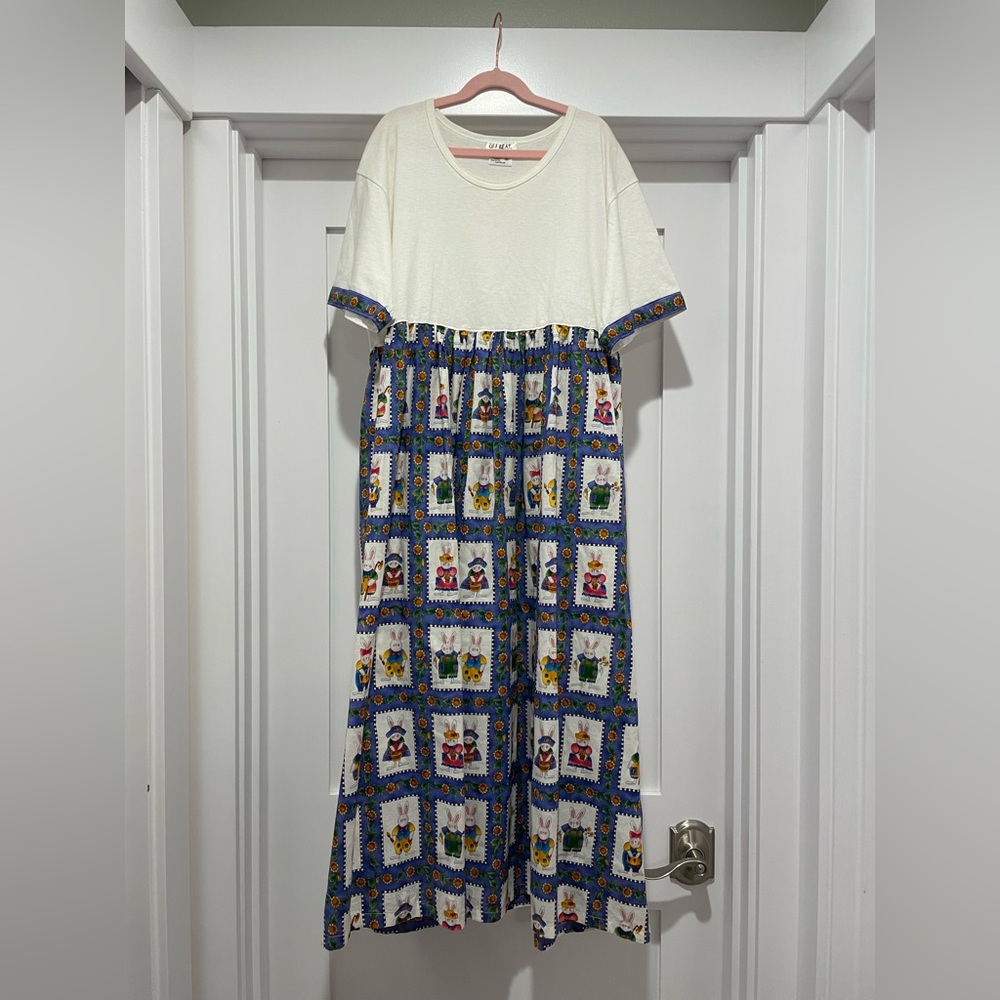Off Beat size Medium Prairie handmade vintage dress Easter bunny teacher woman